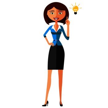 Businesswoman happy with his bright idea business concept illustration.