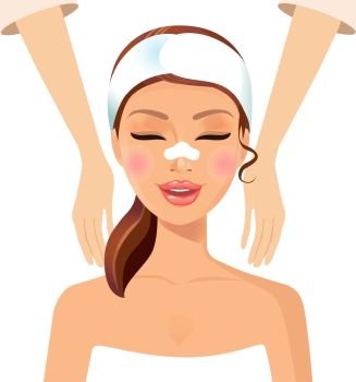 Woman enjoying relaxing massage treatment concept