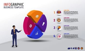 Business infographic template circle style with 4 steps, options, Vector illustration layout design for business plan, strategy or any purpose.