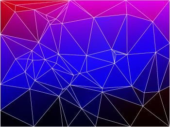 Pink purple blue abstract low poly geometric background with white triangle mesh.