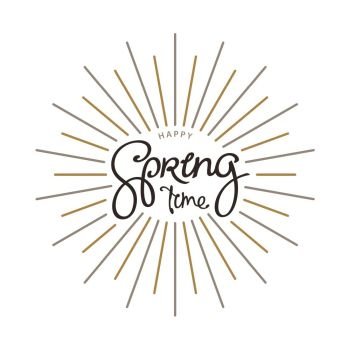 Spring time inscription design. Vector isolated elements. Calligraphic lettering. Happy Spring time