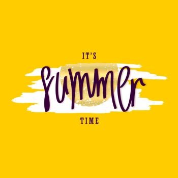 It’s Summer Time. Creative paintbrush smear and handwritten lettering. Vector design elements.. It’s Summer Time