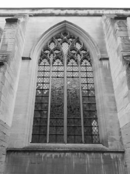 Little St Mary church in Cambridge, UK in black and white. Little St Mary church in Cambridge in black and white
