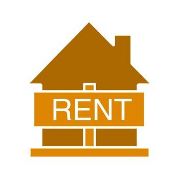 House for rent glyph color icon. Rental property. Silhouette symbol on white background. Negative space. Vector illustration. House for rent glyph color icon
