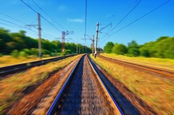 Railroad tracks in motion