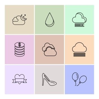 sandal  ,balloons , coins , Ecology , eco , icons , weather , enviroement , icon, vector, design,  flat,  collection, style, creative,  icons , cloud , rain , storm , moon , rainbow , sun , sunlight ,