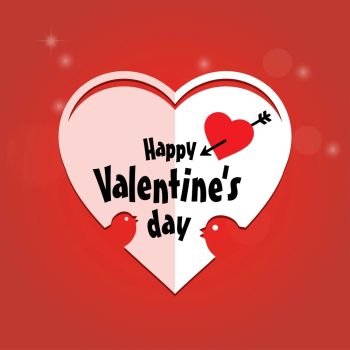 Happy Valentine’s day typographic and red background. For web design and application interface, also useful for infographics. Vector illustration.