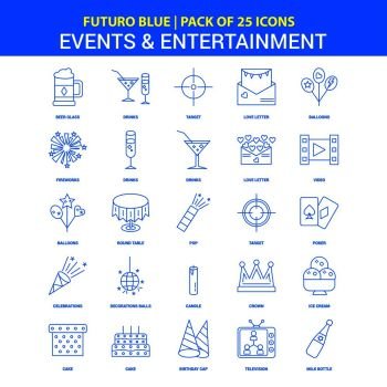 Events and Entertainment Icons - Futuro Blue 25 Icon pack