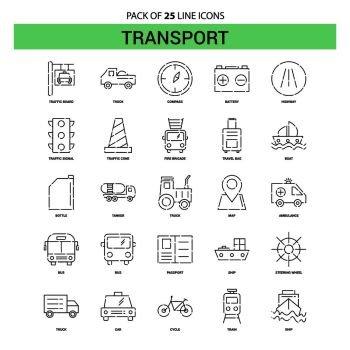 Transport Line Icon Set - 25 Dashed Outline Style