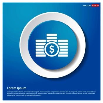 money icon Abstract Blue Web Sticker Button - Free vector icon