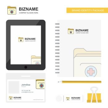 Medical folder  Business Logo, Tab App, Diary PVC Employee Card and USB Brand Stationary Package Design Vector Template