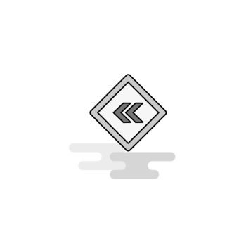 Left arrow road sign board Web Icon. Flat Line Filled Gray Icon Vector