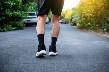Man running jogging on road,Sport healthy