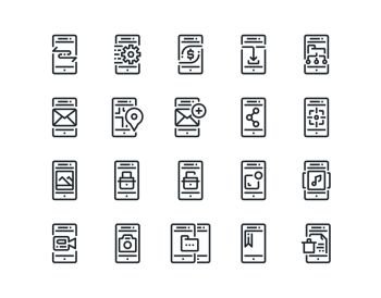 Simple line icon set of Mobile Function for website mobile app and more .Editable Stroke.	