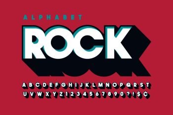 Retro 3d display font design, alphabet, letters and numbers. Swatch color control. Retro 3d display font design, alphabet, letters