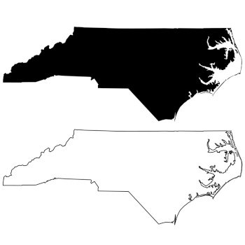 Map of the North Carolina on white background. black outline map of North Carolina. North Carolina, state of USA. flat style.