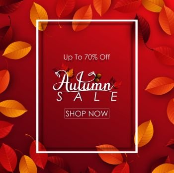 Autumn sale background with falling leaves