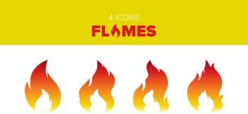 Set of 4 hot flame illustrations