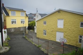 City view with timber-walled and stone-built houses in the old town of Torshavn the Captivating Capital of the Faroe Islands on Island Streymoy.