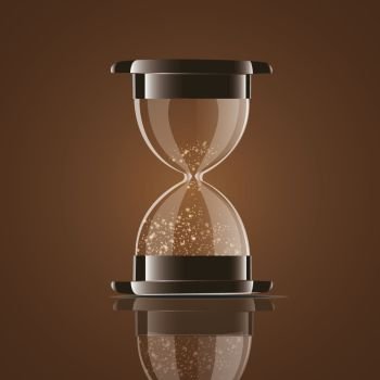 True transparent sand hourglass isolated on white background. Simple and elegant sand-glass timer. Sand clock icon 3d illustration.. Vector. True transparent sand hourglass isolated on white background. Simple and elegant sand-glass timer. Sand clock icon 3d illustration.