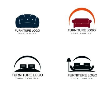Furniture sofa logo design icon template. Home decor interior design vector 
illustration