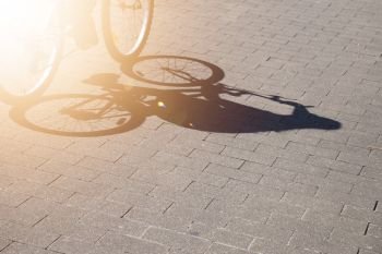 bicycle transportation in the street, bike wheel     