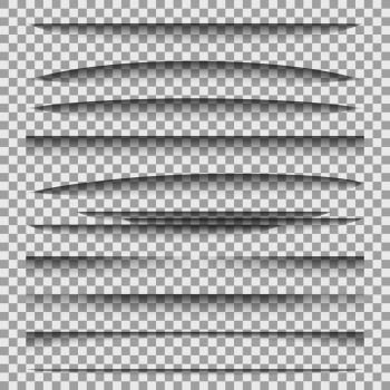Shadow dividers. Line paper design panel shadow effects divider webpage edge template tabs group, web frame page vector elements. Shadow dividers. Line paper design panel shadow effects divider webpage edge template tabs group, web frame elements