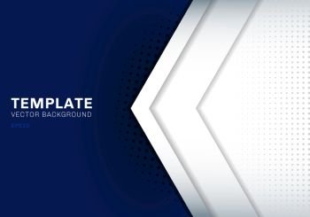 Template white arrow overlapping with shadow on dark blue background space for text and message artwork design technology concept. Vector illustration