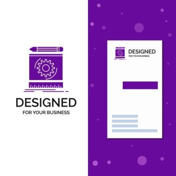 Business Logo for Draft, engineering, process, prototype, prototyping. Vertical Purple Business / Visiting Card template. Creative background vector illustration. Vector EPS10 Abstract Template background