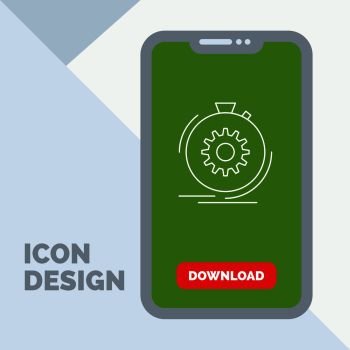 Action, fast, performance, process, speed Line Icon in Mobile for Download Page. Vector EPS10 Abstract Template background