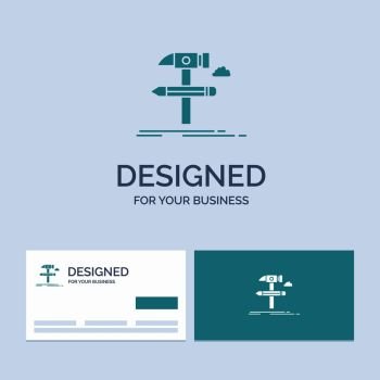 Build, design, develop, tool, tools Business Logo Glyph Icon Symbol for your business. Turquoise Business Cards with Brand logo template.. Vector EPS10 Abstract Template background