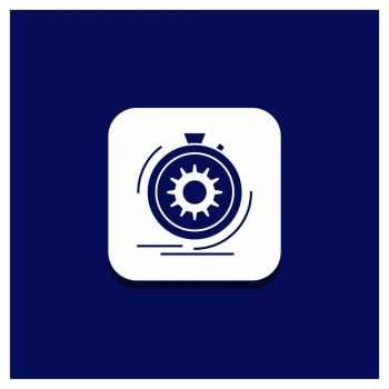 Blue Round Button for Action, fast, performance, process, speed Glyph icon. Vector EPS10 Abstract Template background
