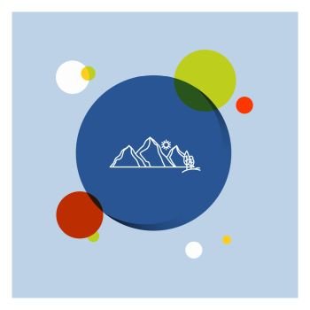 hill, landscape, nature, mountain, scene White Line Icon colorful Circle Background. Vector EPS10 Abstract Template background