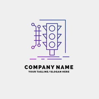 City, management, monitoring, smart, traffic Purple Business Logo Template. Place for Tagline. Vector EPS10 Abstract Template background