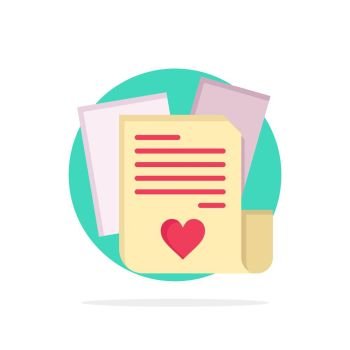 File, Love, Heart, Wedding Abstract Circle Background Flat color Icon