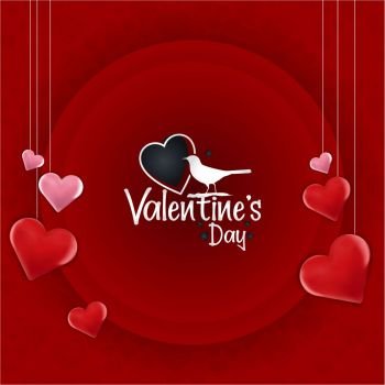 Happy Valentine’s Day Red background. Vector Illustration