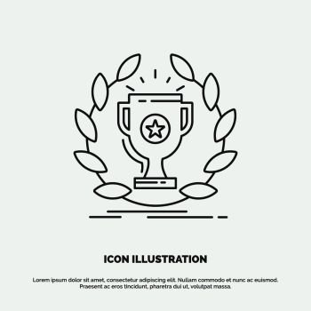 award, cup, prize, reward, victory Icon. Line vector gray symbol for UI and UX, website or mobile application. Vector EPS10 Abstract Template background