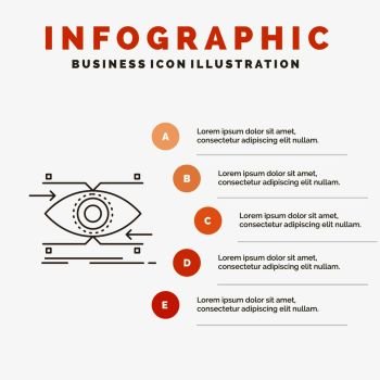 attention, eye, focus, looking, vision Infographics Template for Website and Presentation. Line Gray icon with Orange infographic style vector illustration. Vector EPS10 Abstract Template background
