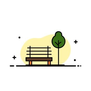 Bench, Chair, Park, Hotel Business Logo Template. Flat Color