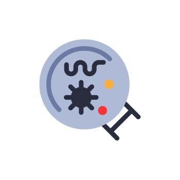 Germs, Laboratory, Magnifier, Science  Flat Color Icon. Vector icon banner Template