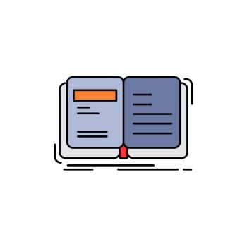 Author, book, open, story, storytelling Flat Color Icon Vector