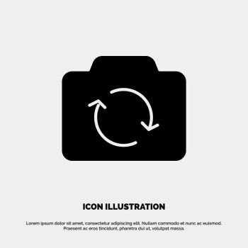 Camera, Refresh, Basic, Ui solid Glyph Icon vector