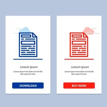 File, Document, Design  Blue and Red Download and Buy Now web Widget Card Template