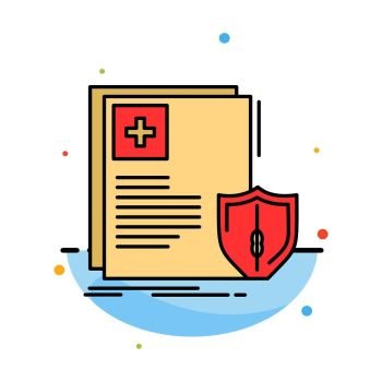 Document, Protection, Shield, Medical, Health Abstract Flat Color Icon Template