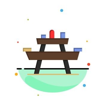 Bench, Food, Park, Seat, Picnic Abstract Flat Color Icon Template