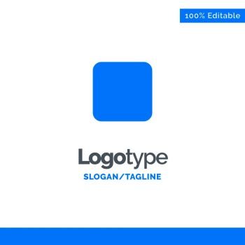Box, Checkbox, Unchecked Blue Solid Logo Template. Place for Tagline