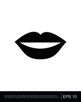 Black lips smile icon template
