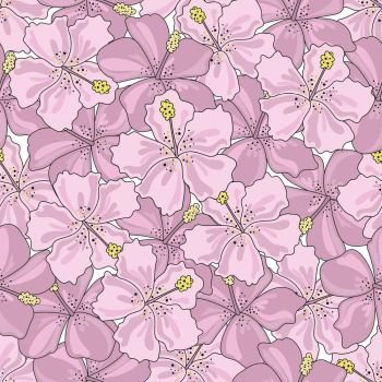 TROPICAL FLOWERS Summer Seamless Pattern Vector Illustration