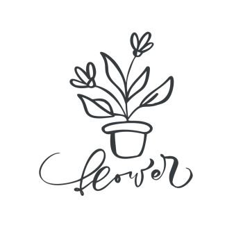 Vector scandinavian floral Logo. Hand drawn icon flower cosmetic, florist wedding, home decor.. Vector scandinavian floral Logo. Hand drawn icon flower cosmetic, florist wedding, home decor