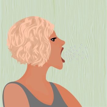 A burp from mouth of a beautiful girl vector illustration